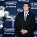 Eastern Michigan University senior offensive lineman Lincoln Hansen is interviewed during MAC Media Day at Ford Field in Detroit on Tuesday Melanie Maxwell | AnnArbor.com
